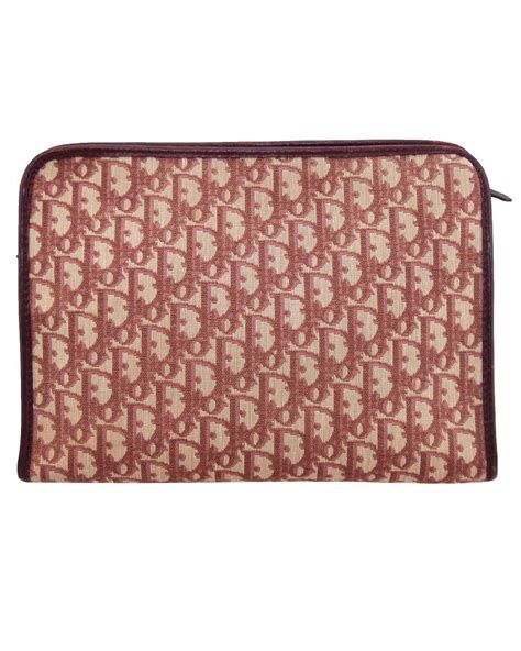 Red Monogram Canvas Cosmetic Bag/Clutch 